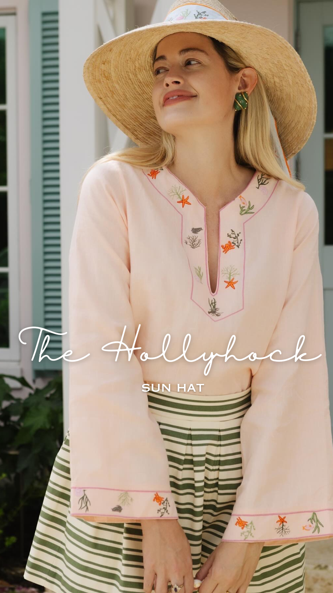 Hollyhock Sun Hat - Wide & Short Light Pink Grosgrain Ribbon