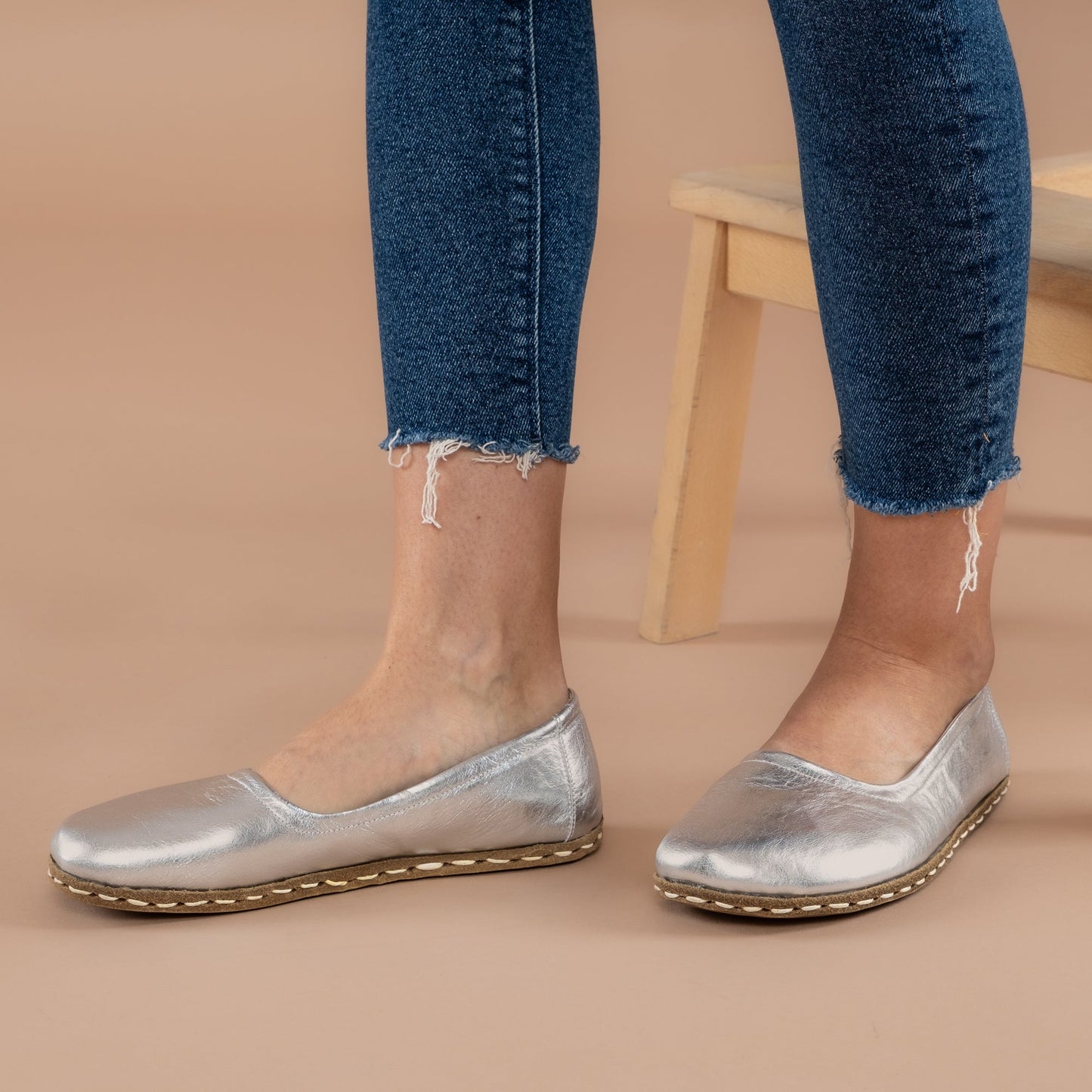 Women's Silver Barefoot Ballet Flats
