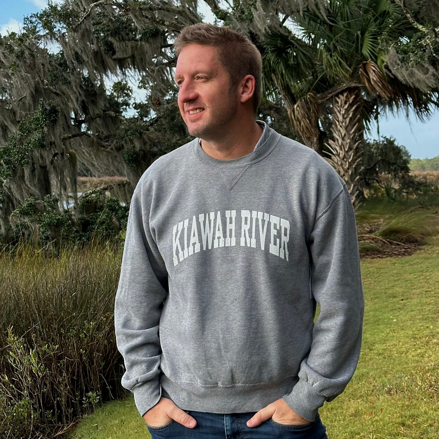 Medium Grey - Vintage Kiawah River Varsity Sweatshirt