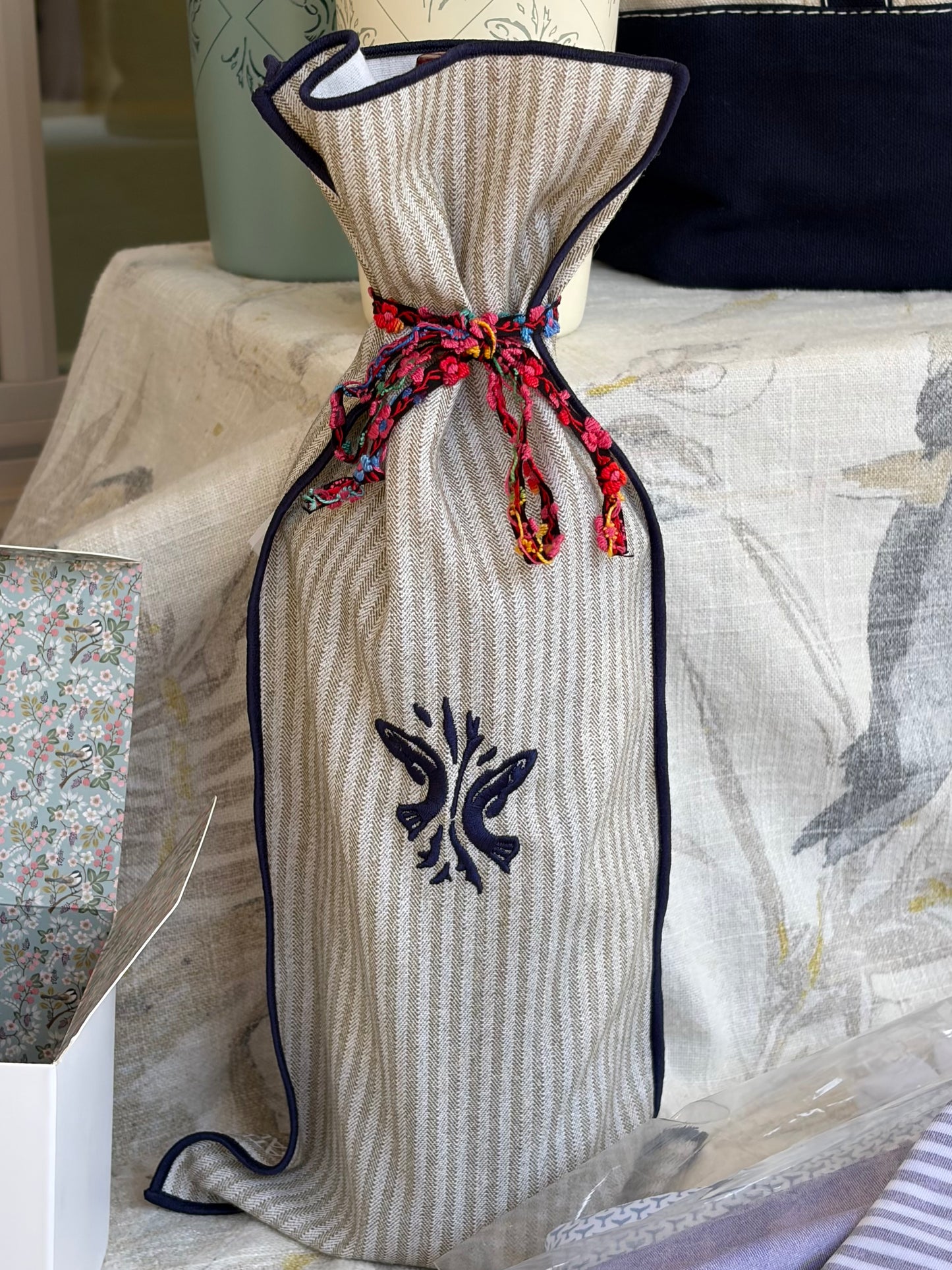 Kiawah River Wine Bag - Sandbar Stripe
