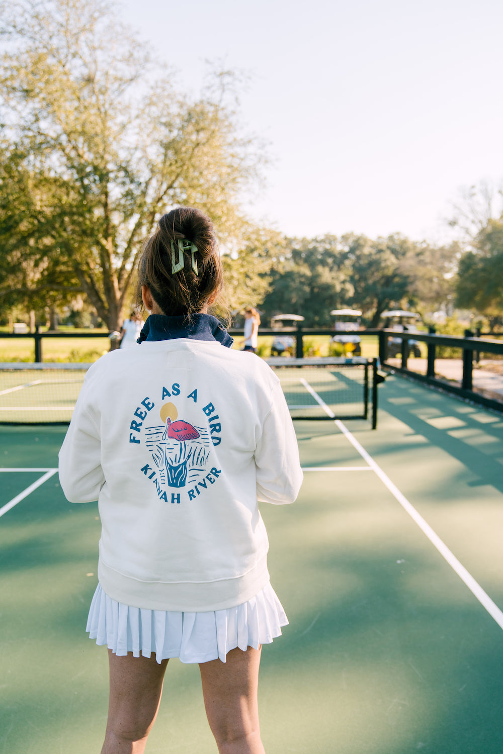 Women's Free as a Bird Quarter Zip - Ivory and Navy