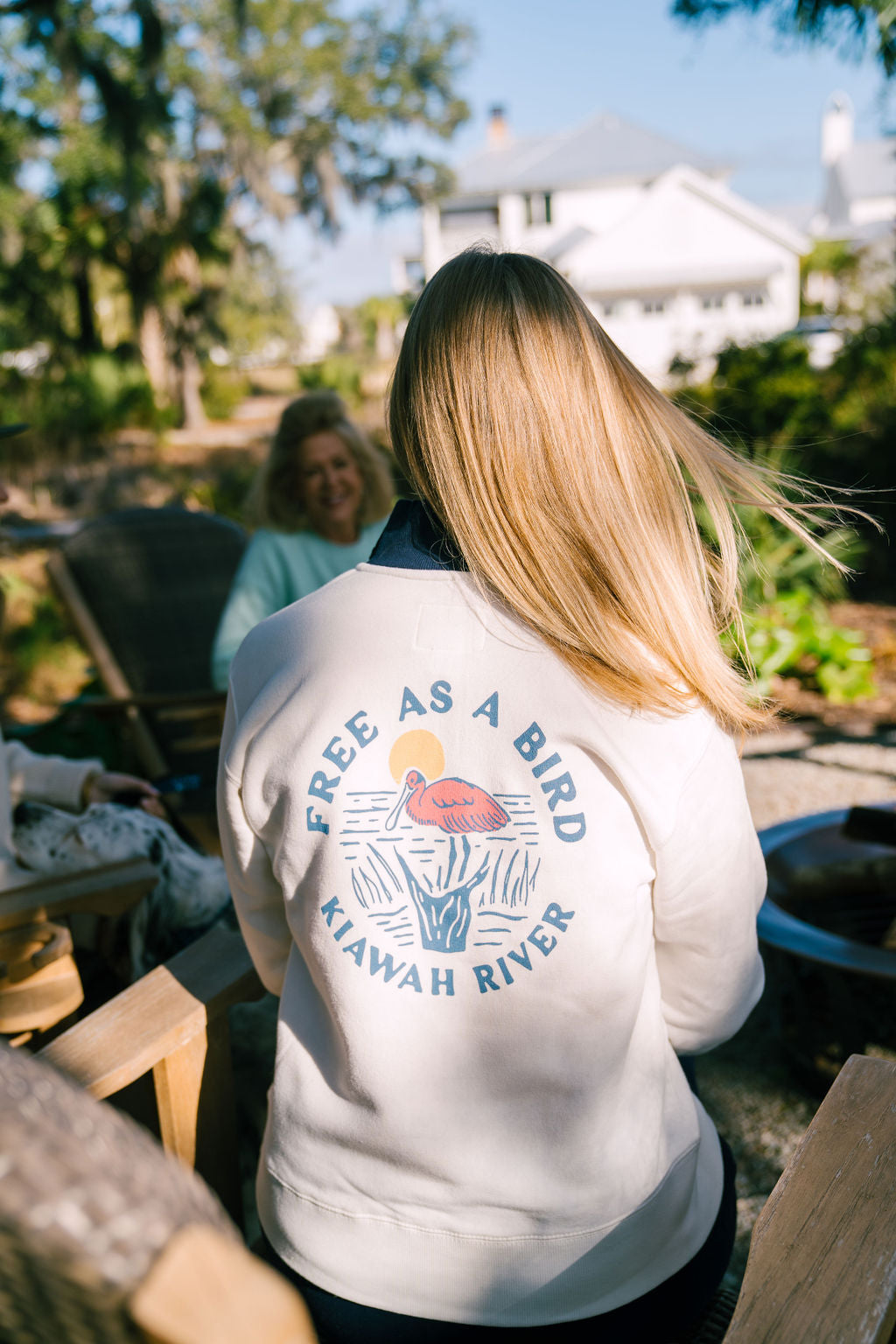 Women's Free as a Bird Quarter Zip - Ivory and Navy