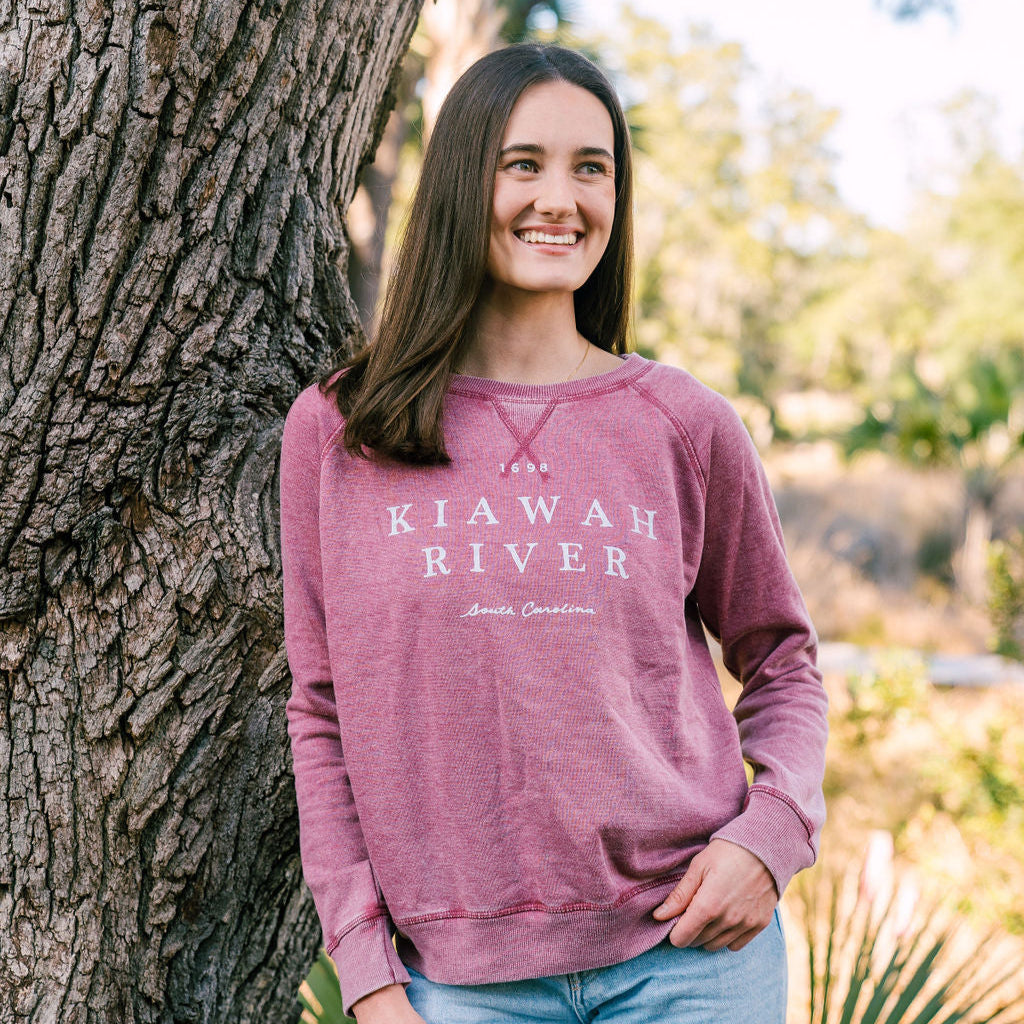 Women's 1698 Burnout Wash Sweatshirt - Cranberry
