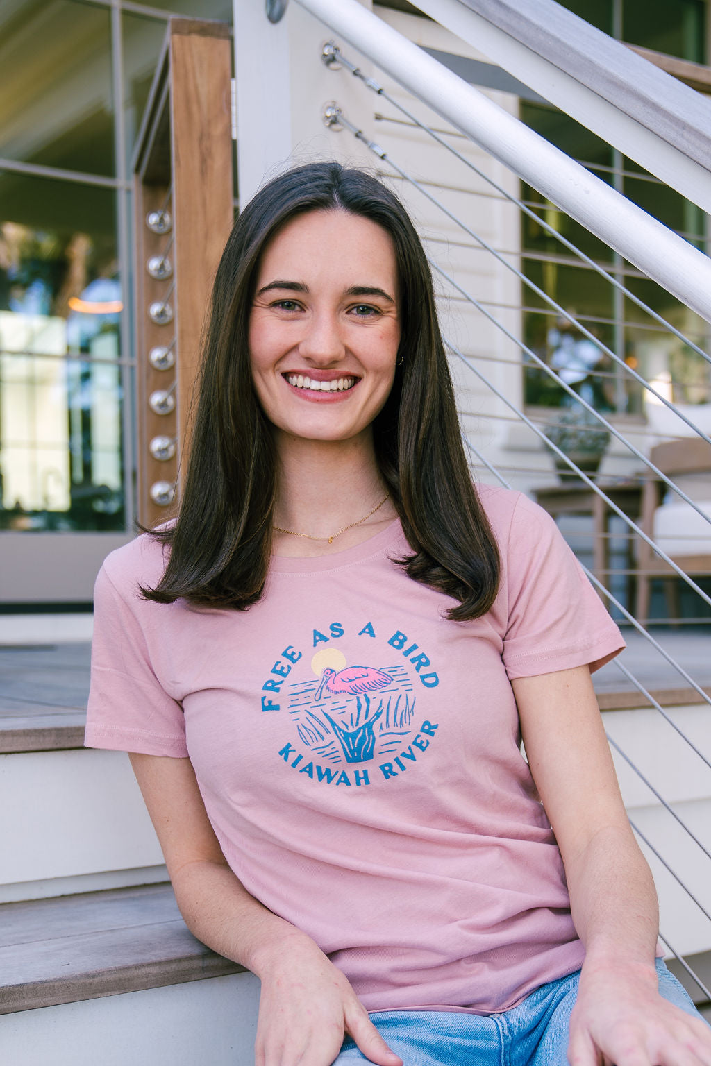 Women's Free as a Bird Boyfriend T-Shirt - Dusty Pink