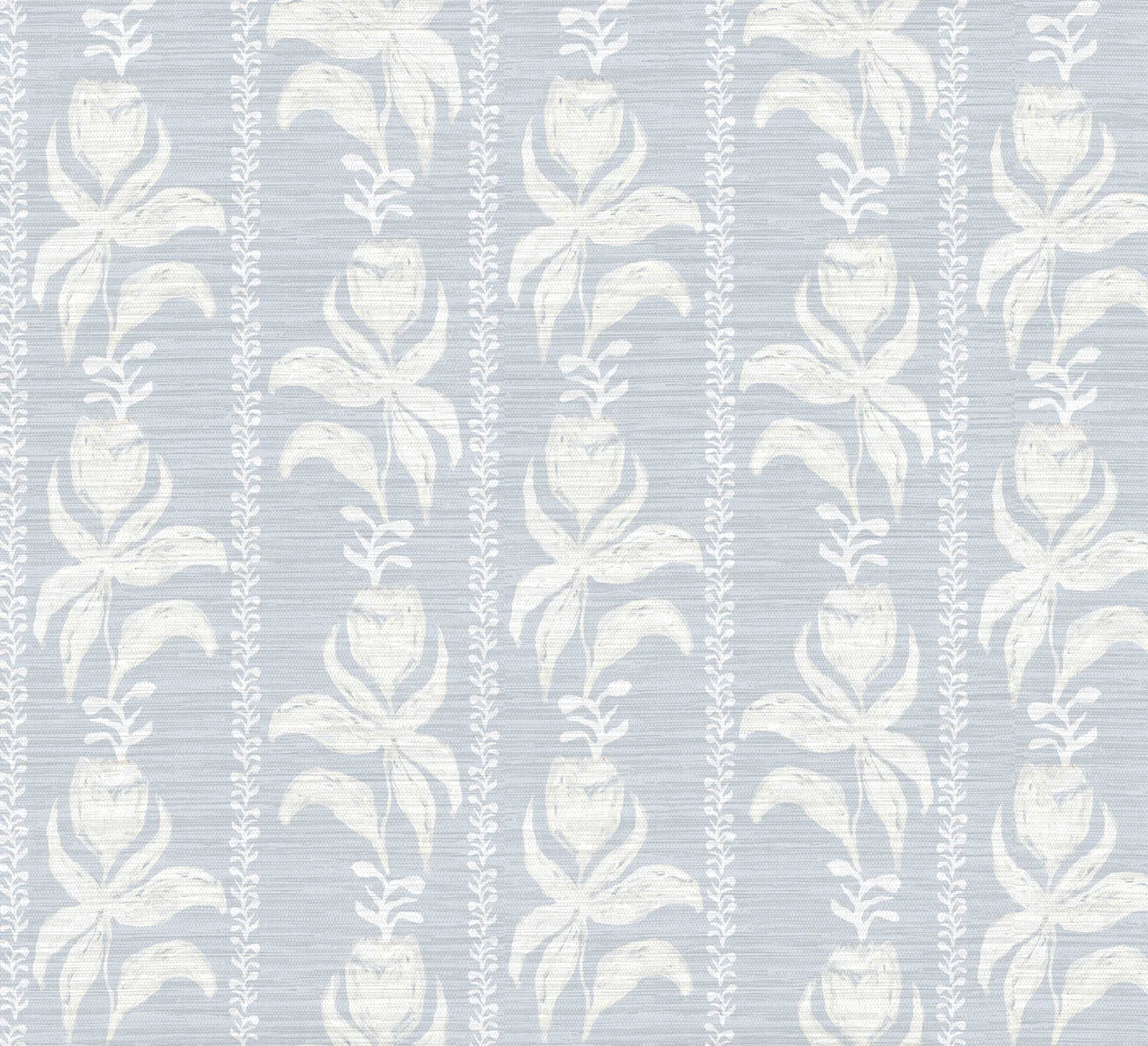 Blocked Tulips in Blue Fabric SWATCH