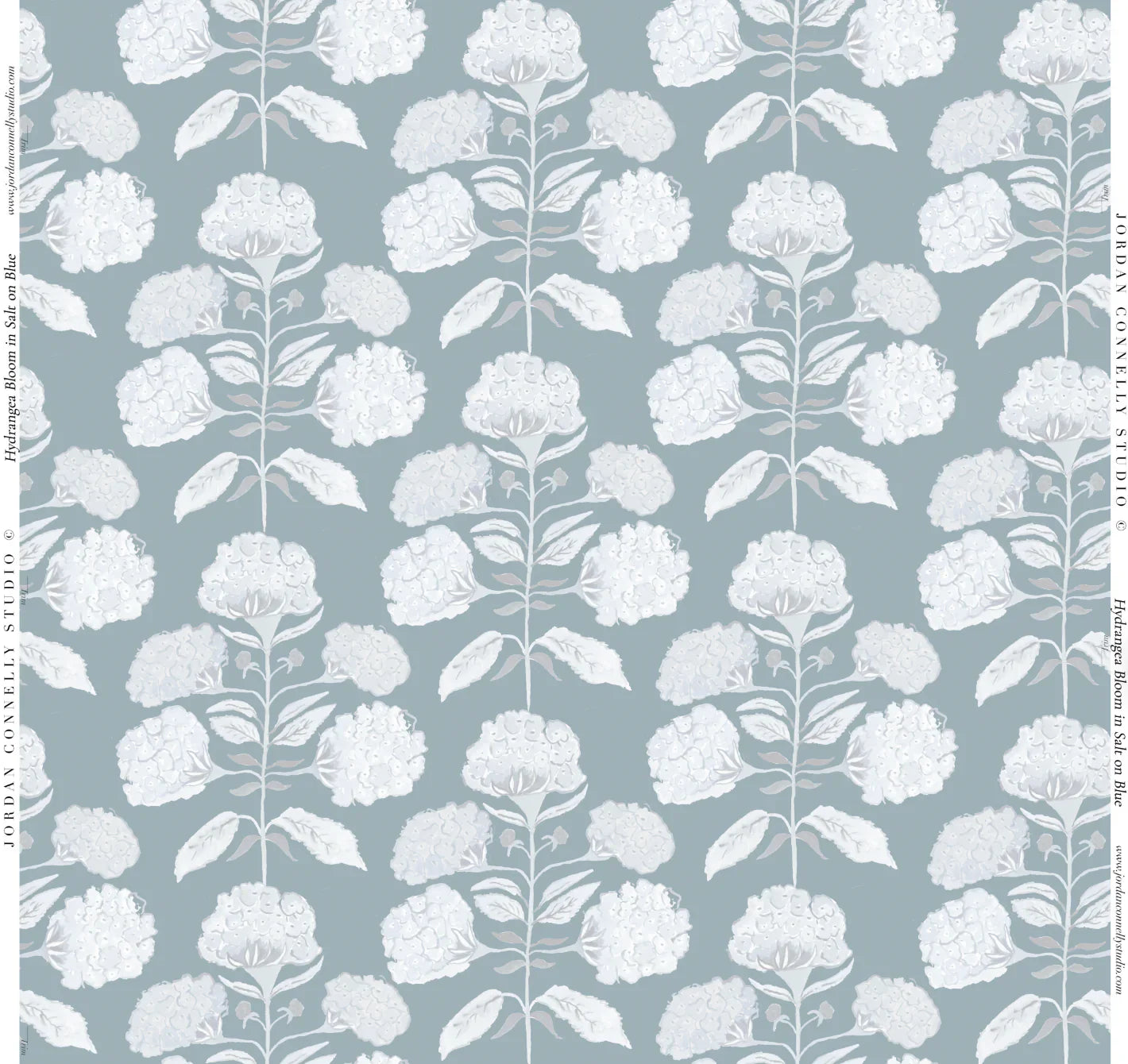 Hydrangea Bloom in Salt on Blue Fabric SWATCH