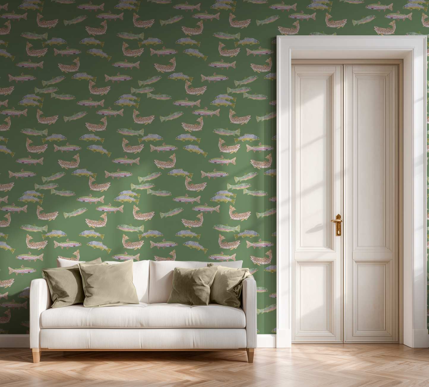 Tight Lines in Green Wallpaper