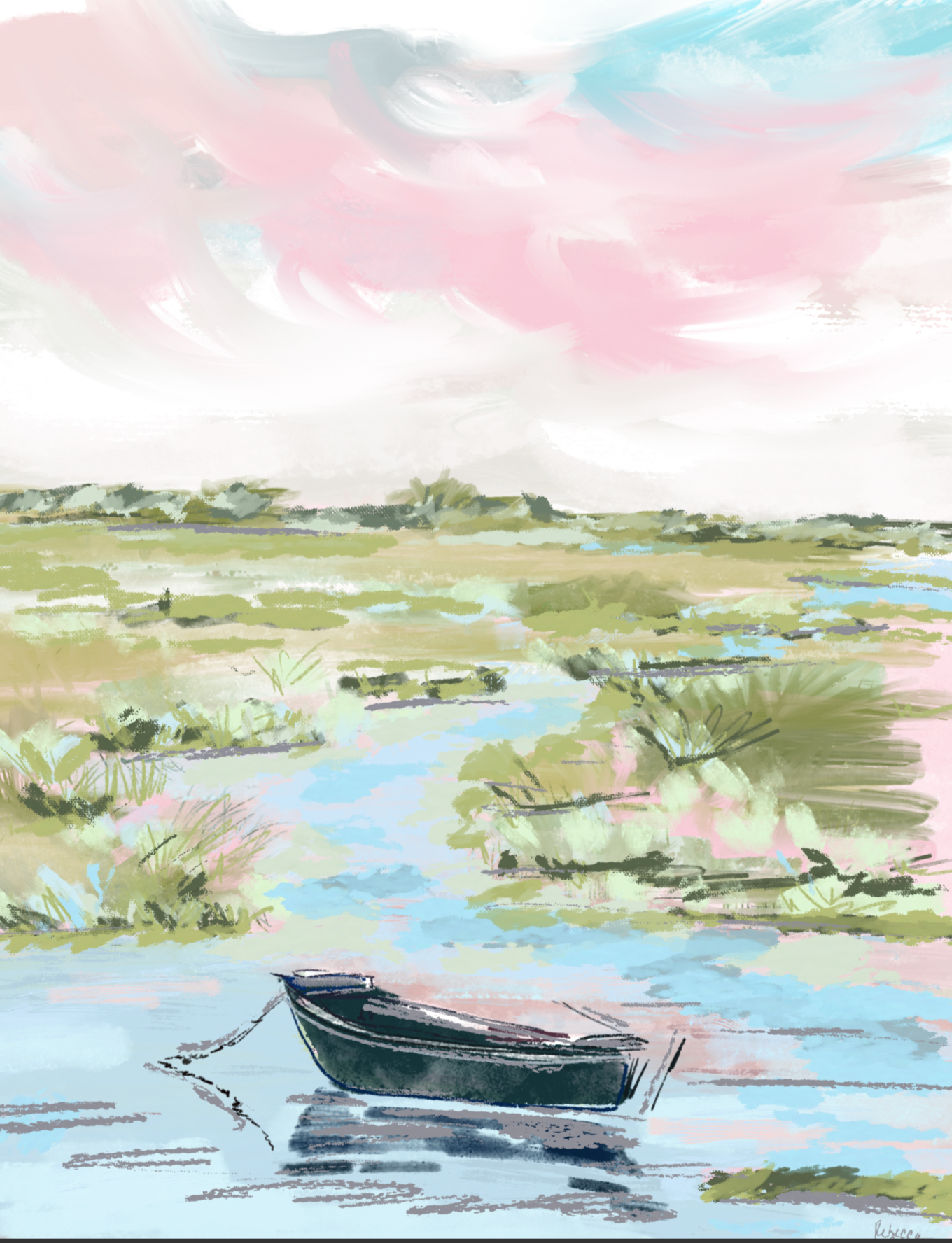 MARSH BOAT - Art Print