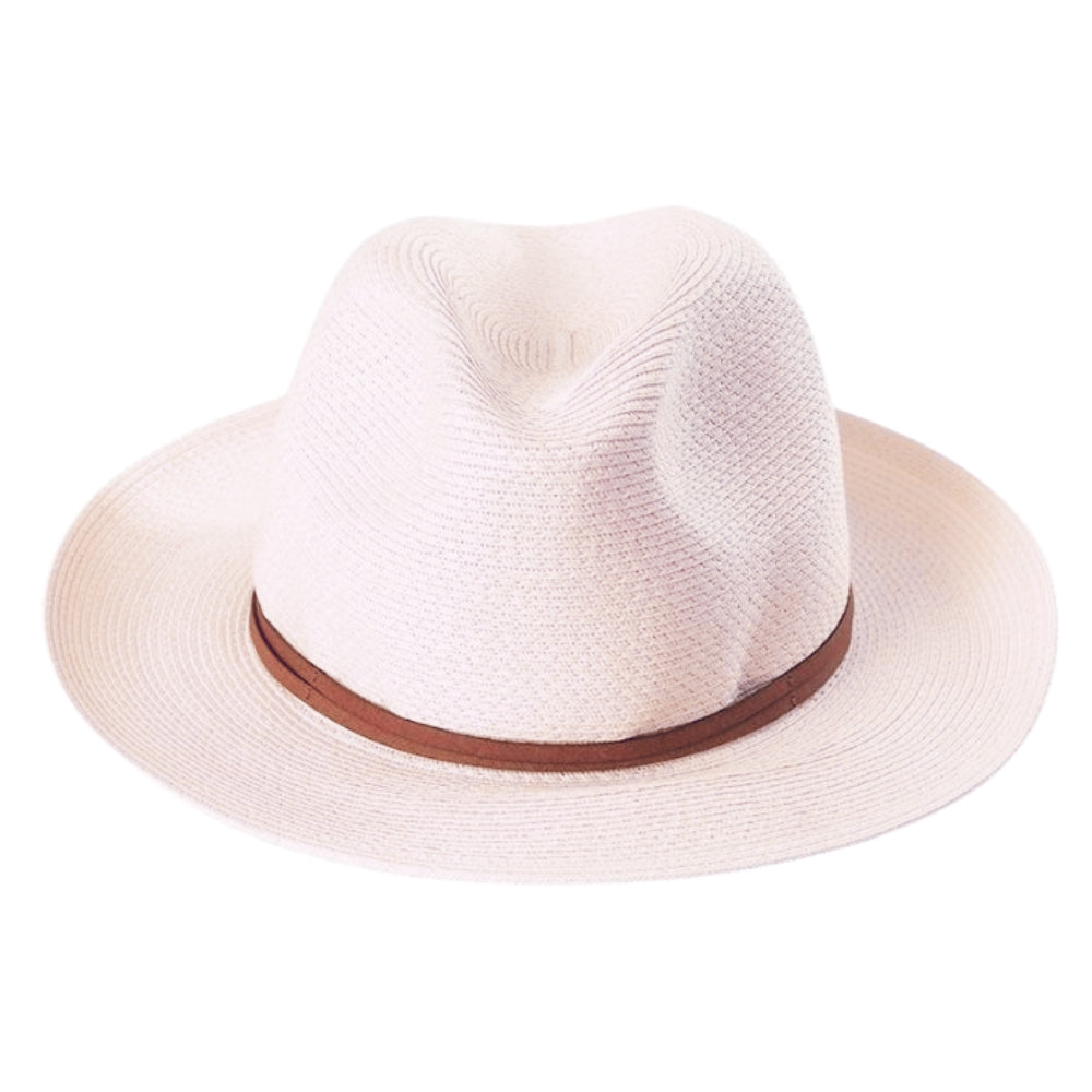 Leather Tie Hat - Powder Pink