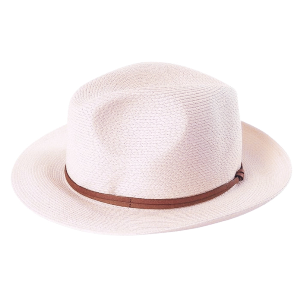 Leather Tie Hat - Powder Pink