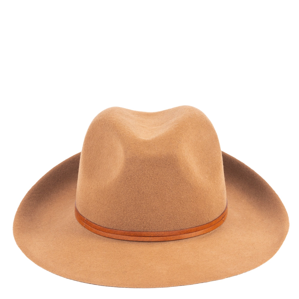 Leather Tie Felt Hat - Camel