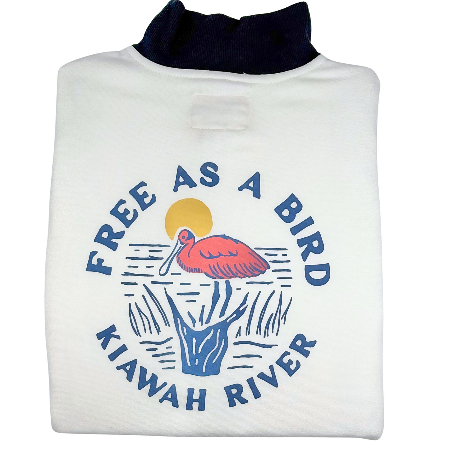 Women's Free as a Bird Quarter Zip - Ivory and Navy