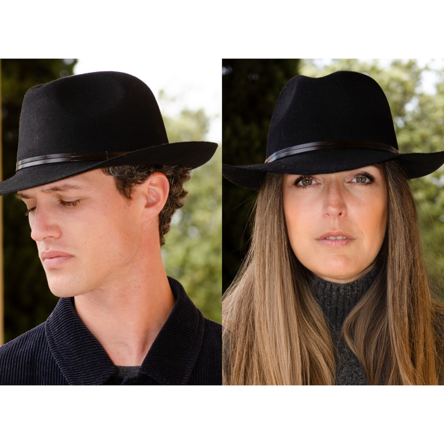 Leather Tie Felt Hat - Black