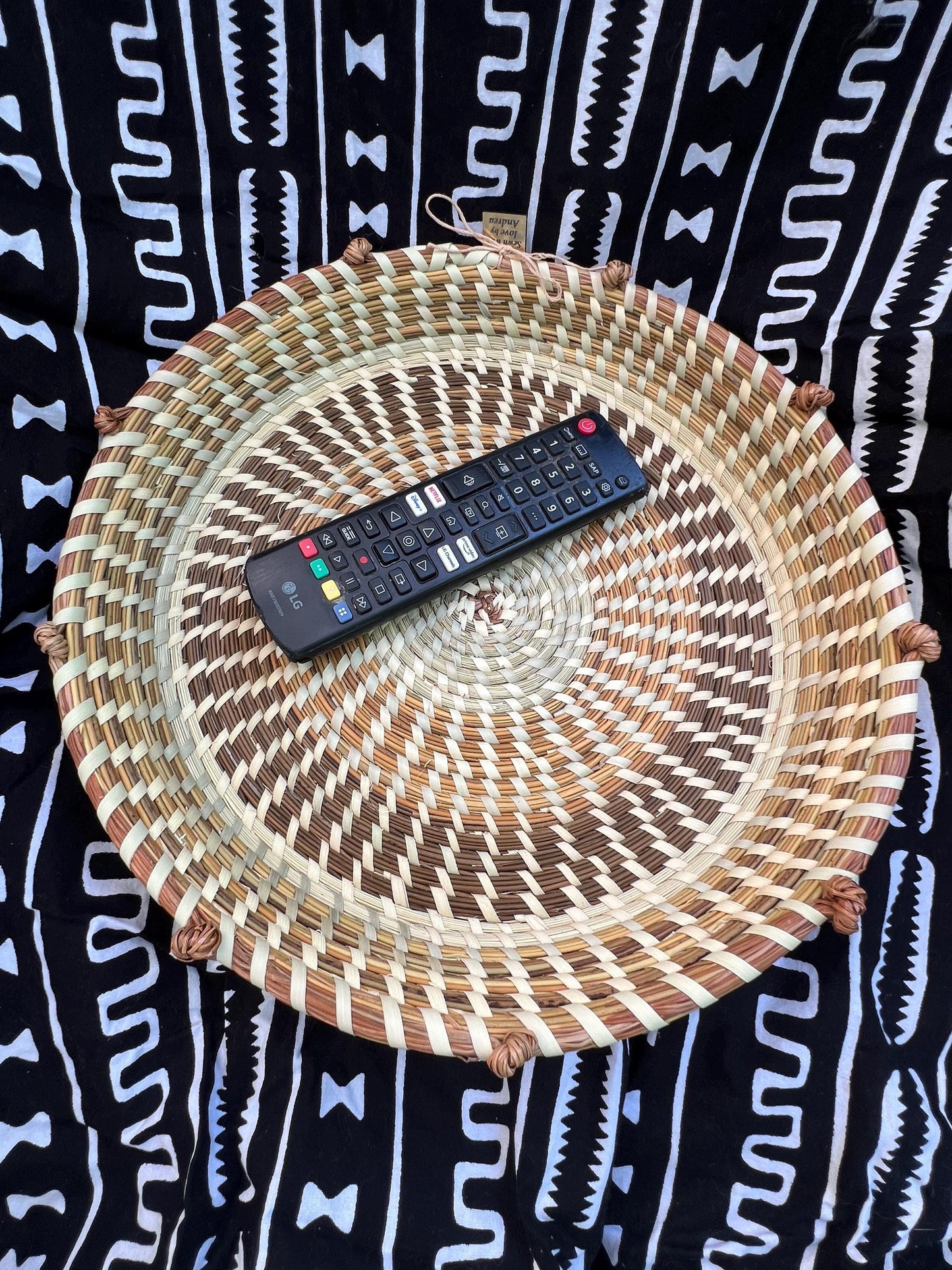 Small Rice Fanna with Love Knots made in the Lowcountry Charleston South Carolina in the Gullah Geechee tradition.