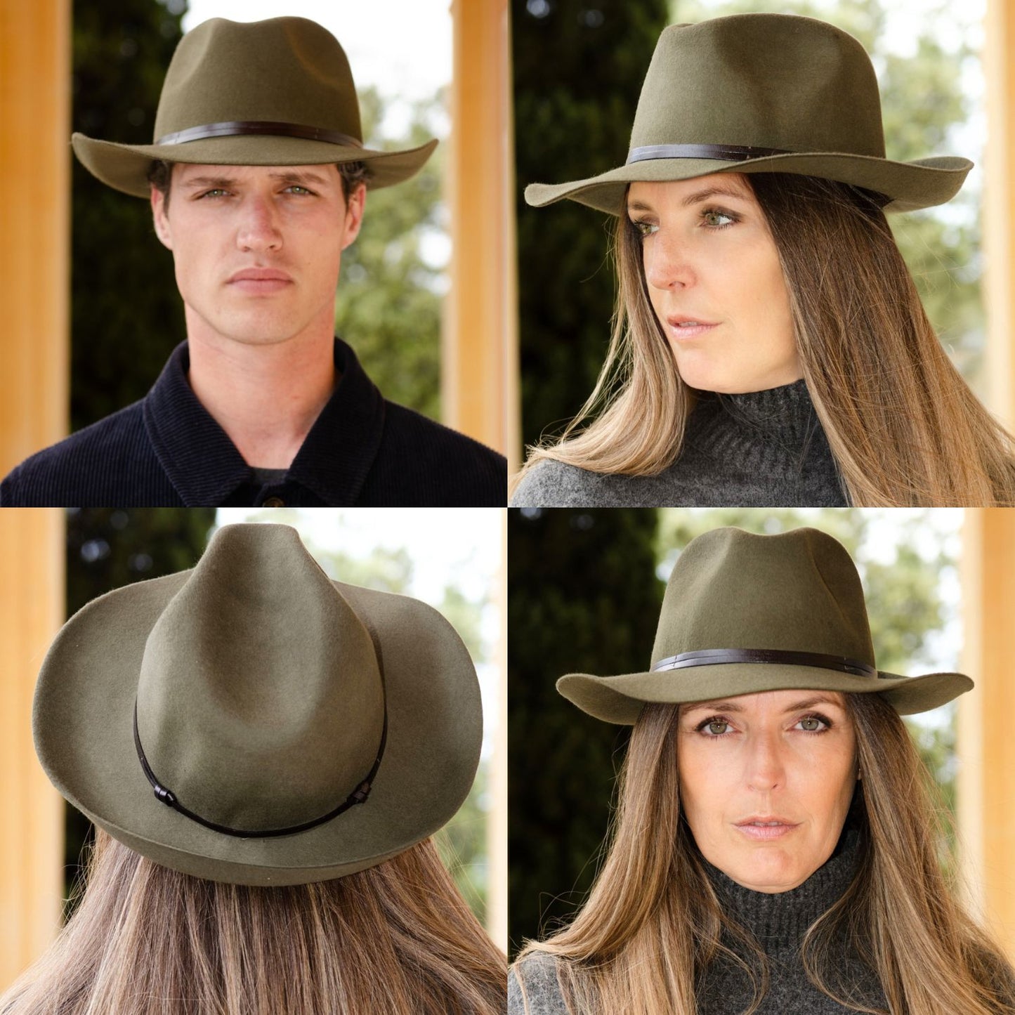 Leather Tie Felt Hat - Loden