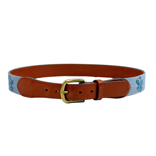 Kiawah River Signature Needlepoint Belt - Antique Blue and Dark Turquoise