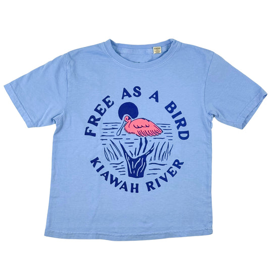 Children's Free as a Bird Spoonbill T-Shirt - Cornflower Blue