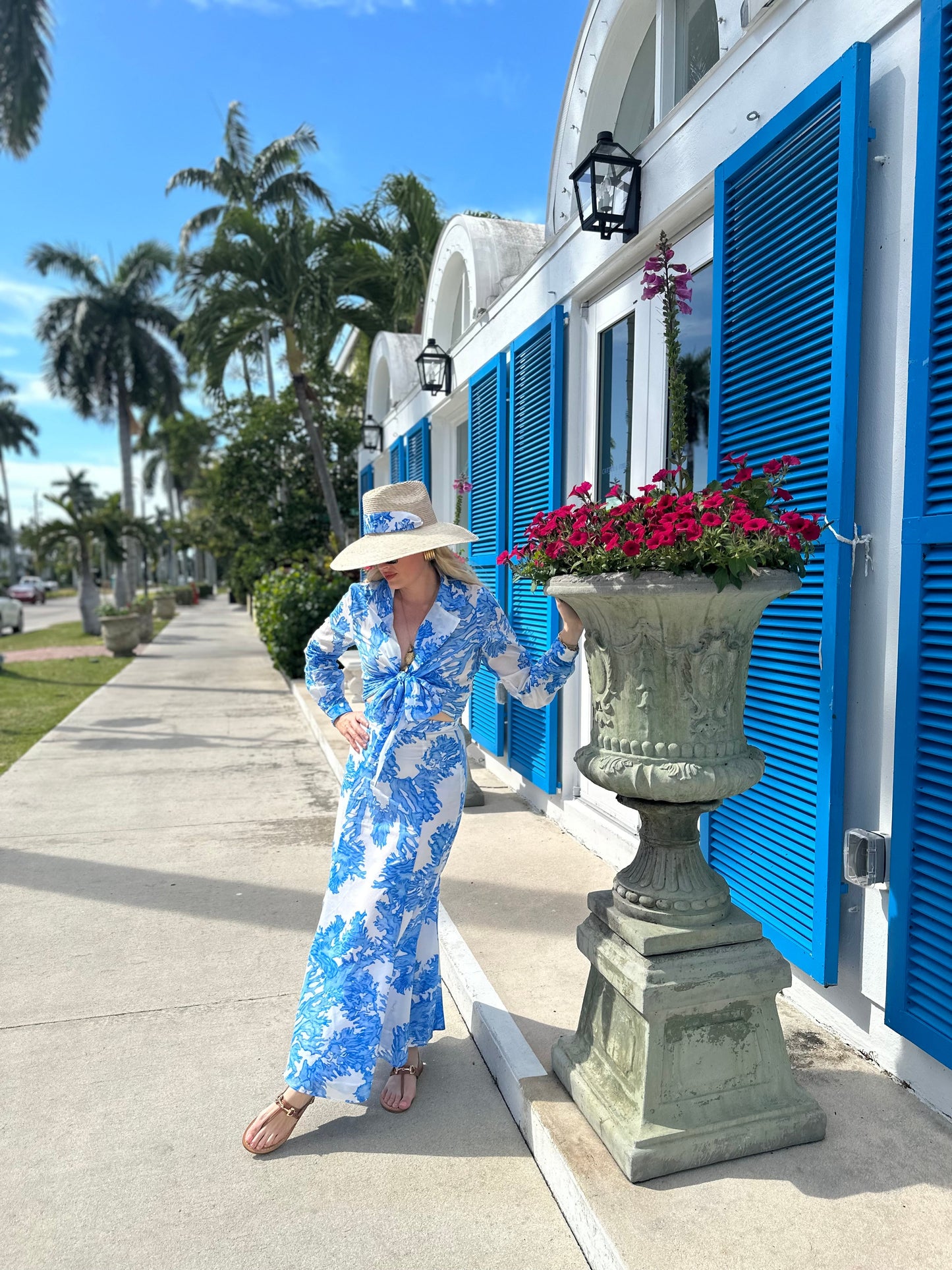 Hollyhock Sun Hat - Pink Pansy Block Print Hat Scarf