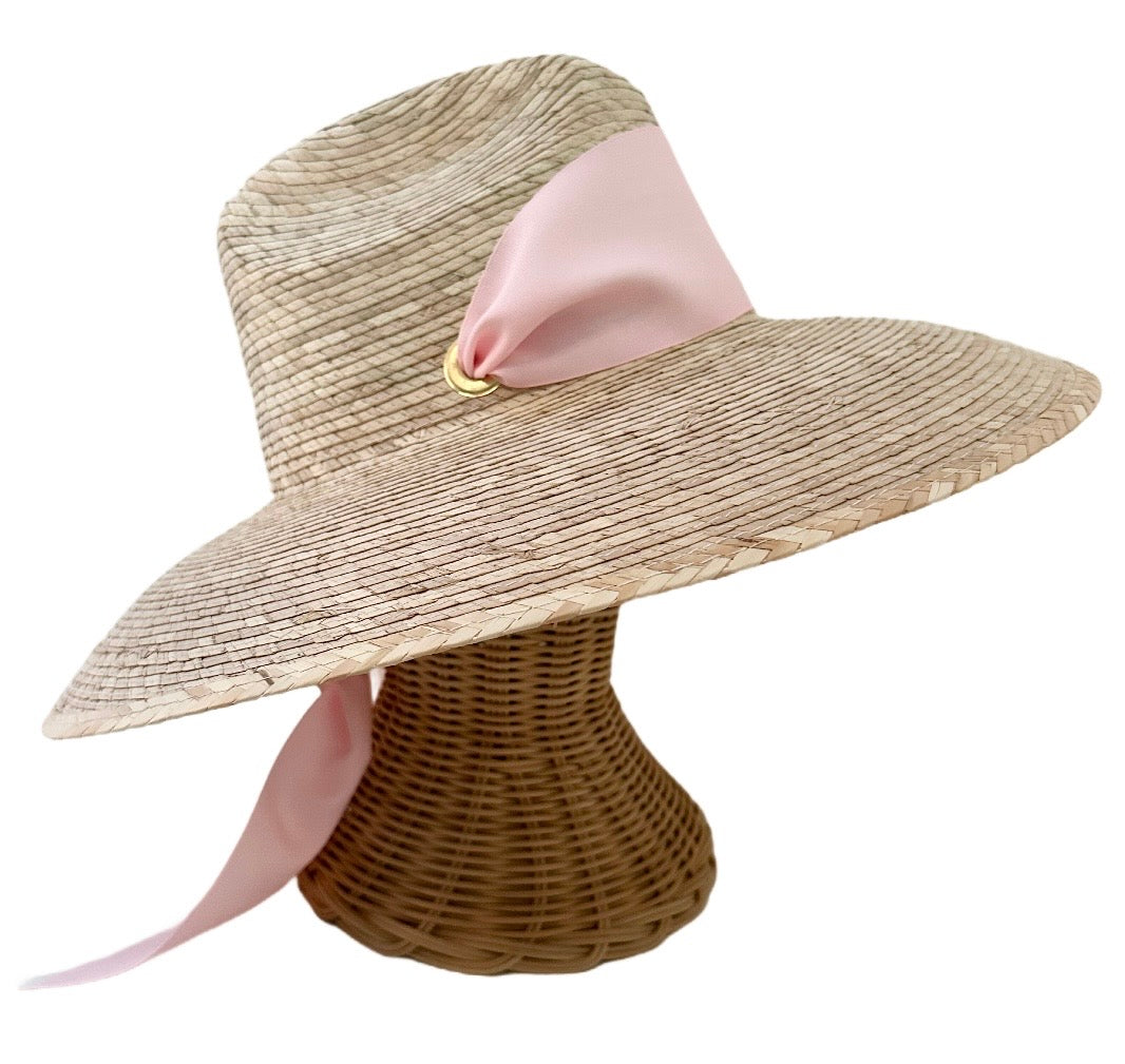 Hollyhock Sun Hat - Wide & Short Light Pink Grosgrain Ribbon