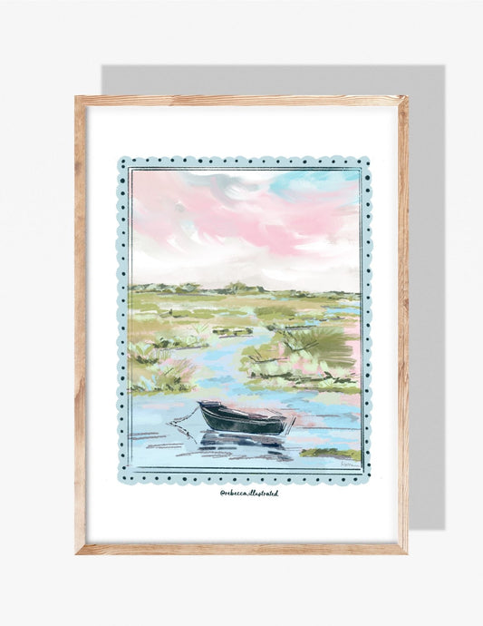 MARSH BOAT - Art Print