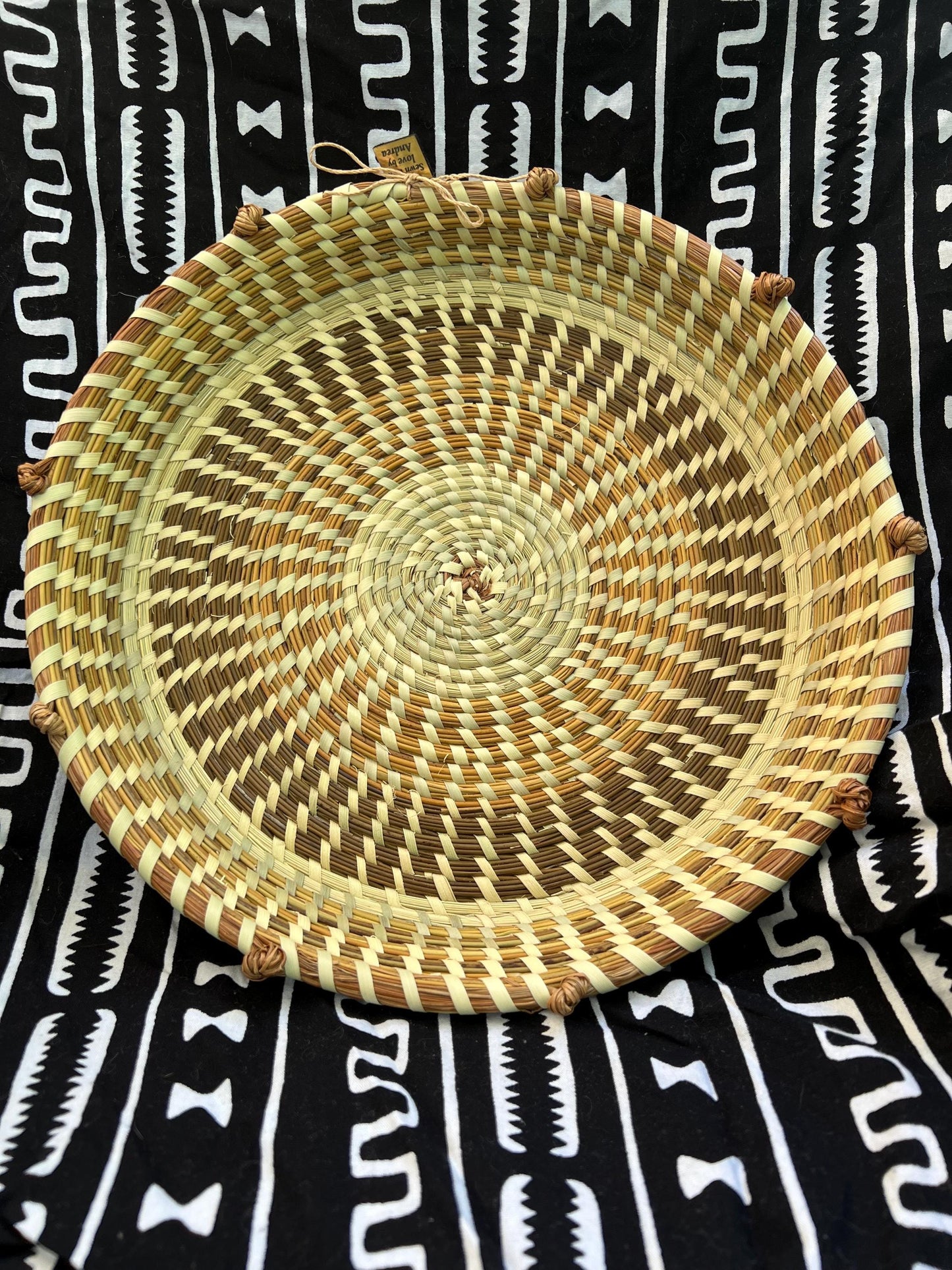 Small Rice Fanna with Love Knots made in the Lowcountry Charleston South Carolina in the Gullah Geechee tradition.