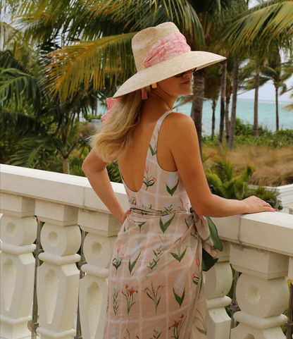 Hollyhock Sun Hat - Wide & Short Light Pink Grosgrain Ribbon