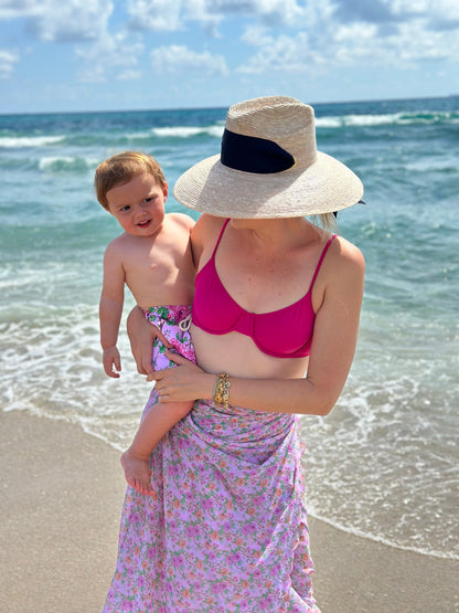 Hollyhock Sun Hat - Wide & Short Light Pink Grosgrain Ribbon