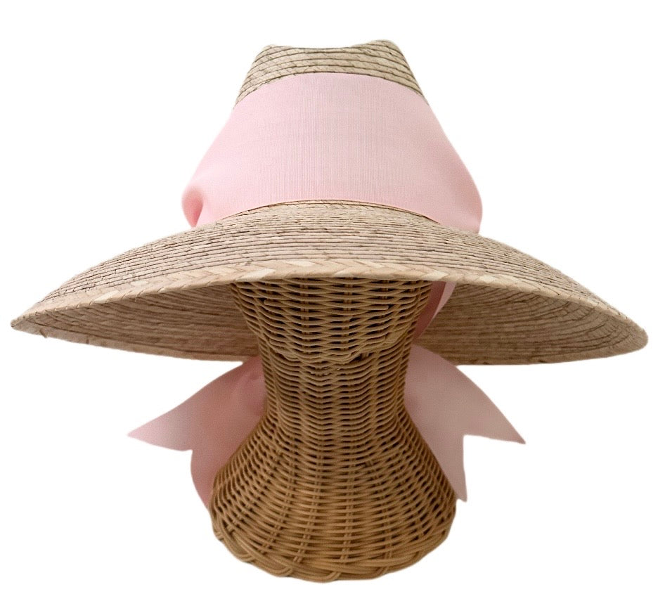 Hollyhock Sun Hat - Wide & Short Light Pink Grosgrain Ribbon