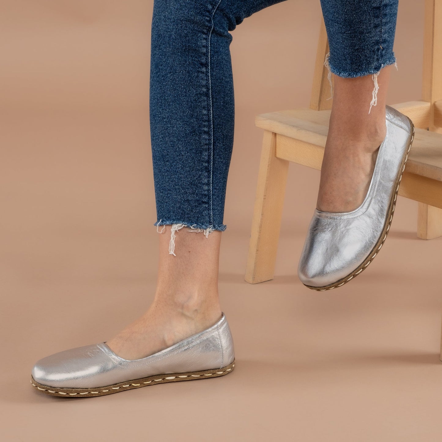 Women's Silver Barefoot Ballet Flats