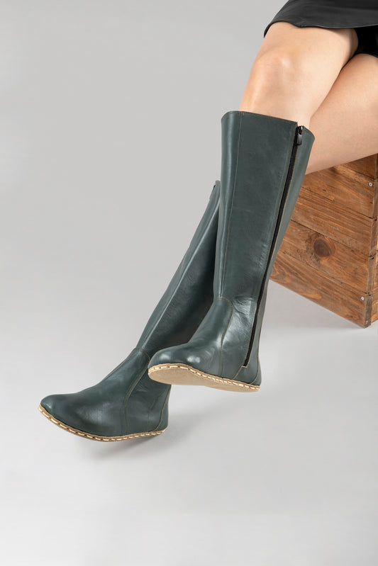 Women's Bottle Green Barefoot Knee High Boots