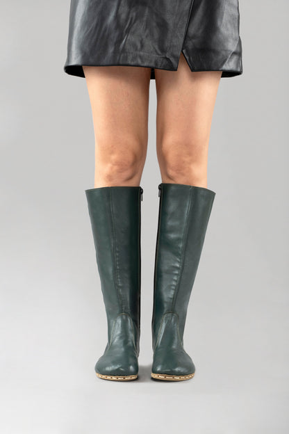 Women's Bottle Green Barefoot Knee High Boots