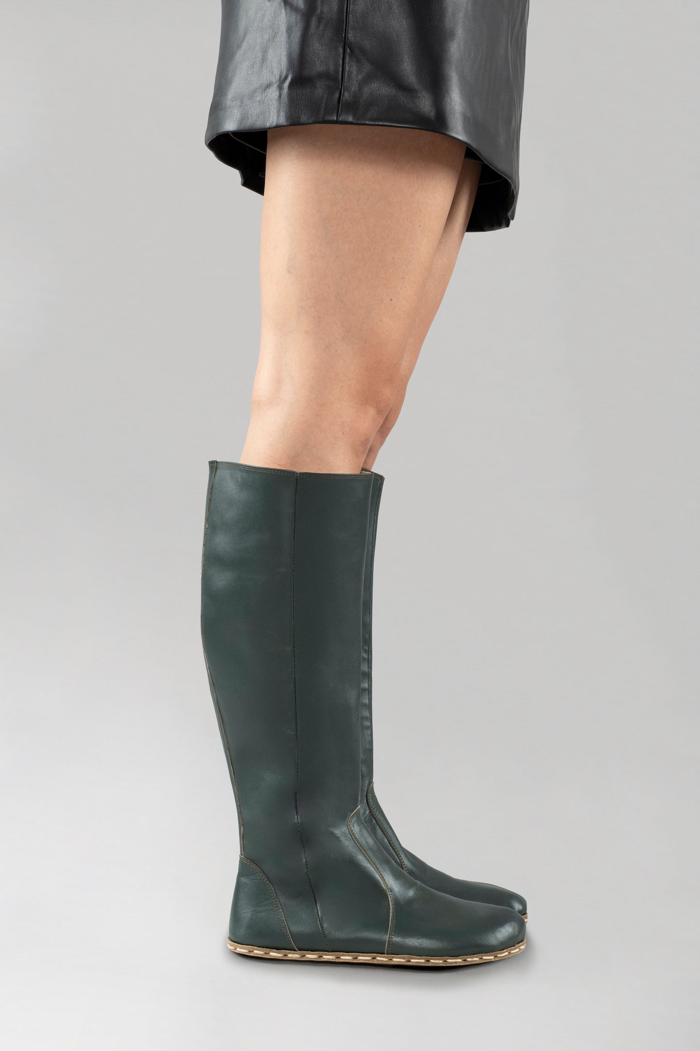 Women's Bottle Green Barefoot Knee High Boots