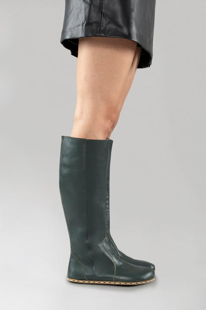 Women's Bottle Green Barefoot Knee High Boots
