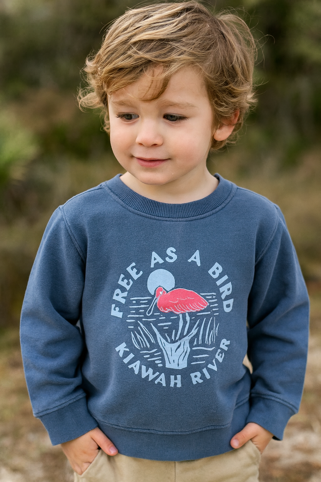 Toddler Free as a Bird Spoonbill Sweatshirt - Pacific Blue