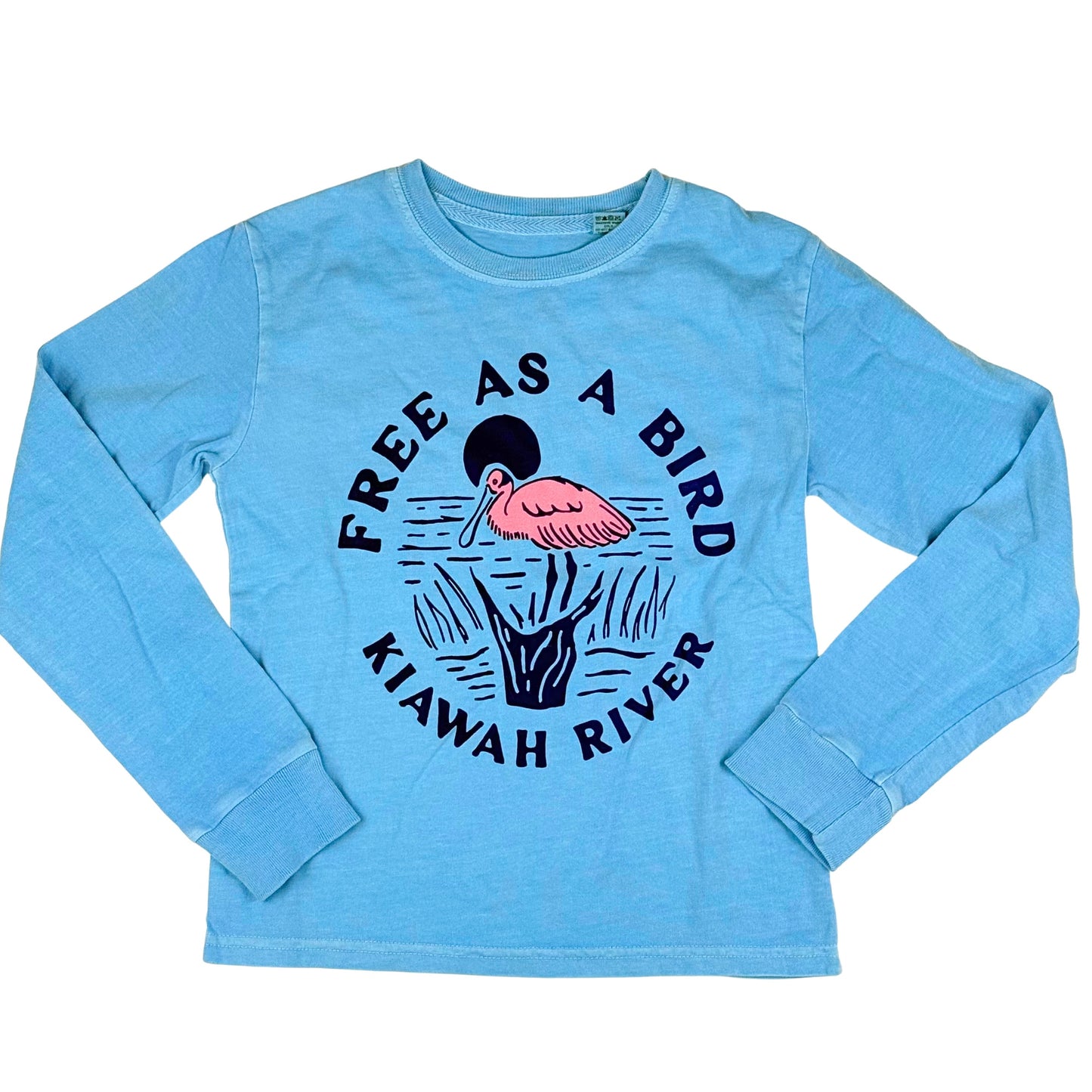 Children's Free as a Bird Spoonbill Long Sleeve T-Shirt - Sky Blue