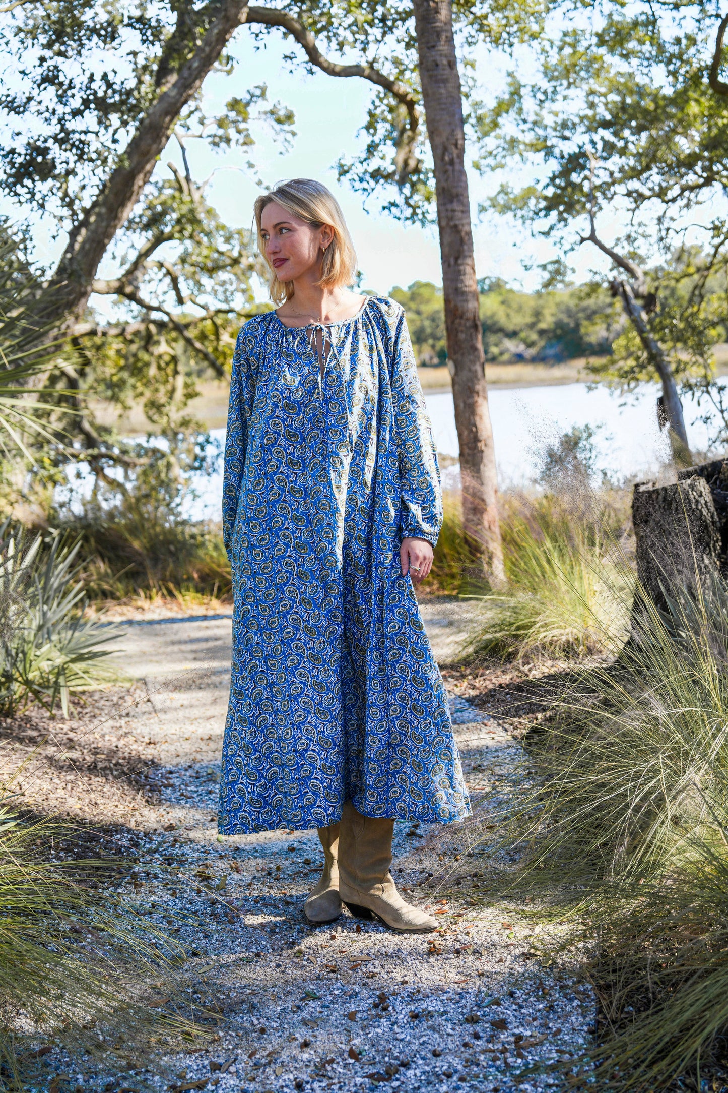 Christopher Maxi Dress - Turquoise Winter Paisley