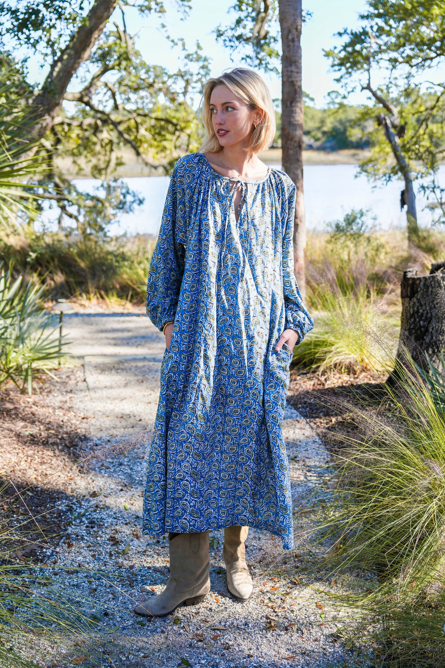 Christopher Maxi Dress - Turquoise Winter Paisley