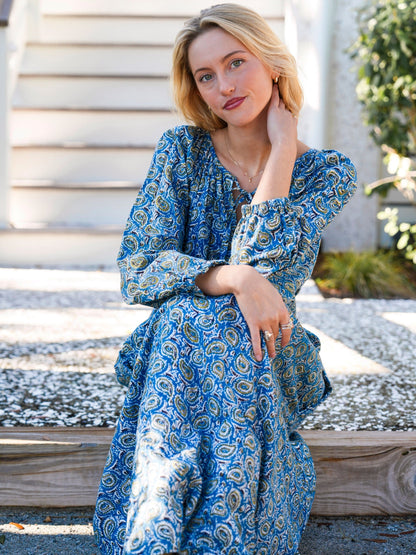 Christopher Maxi Dress - Turquoise Winter Paisley