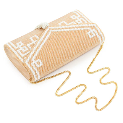 Envelope Beaded Monogram Clutch –Fretwork Tassel