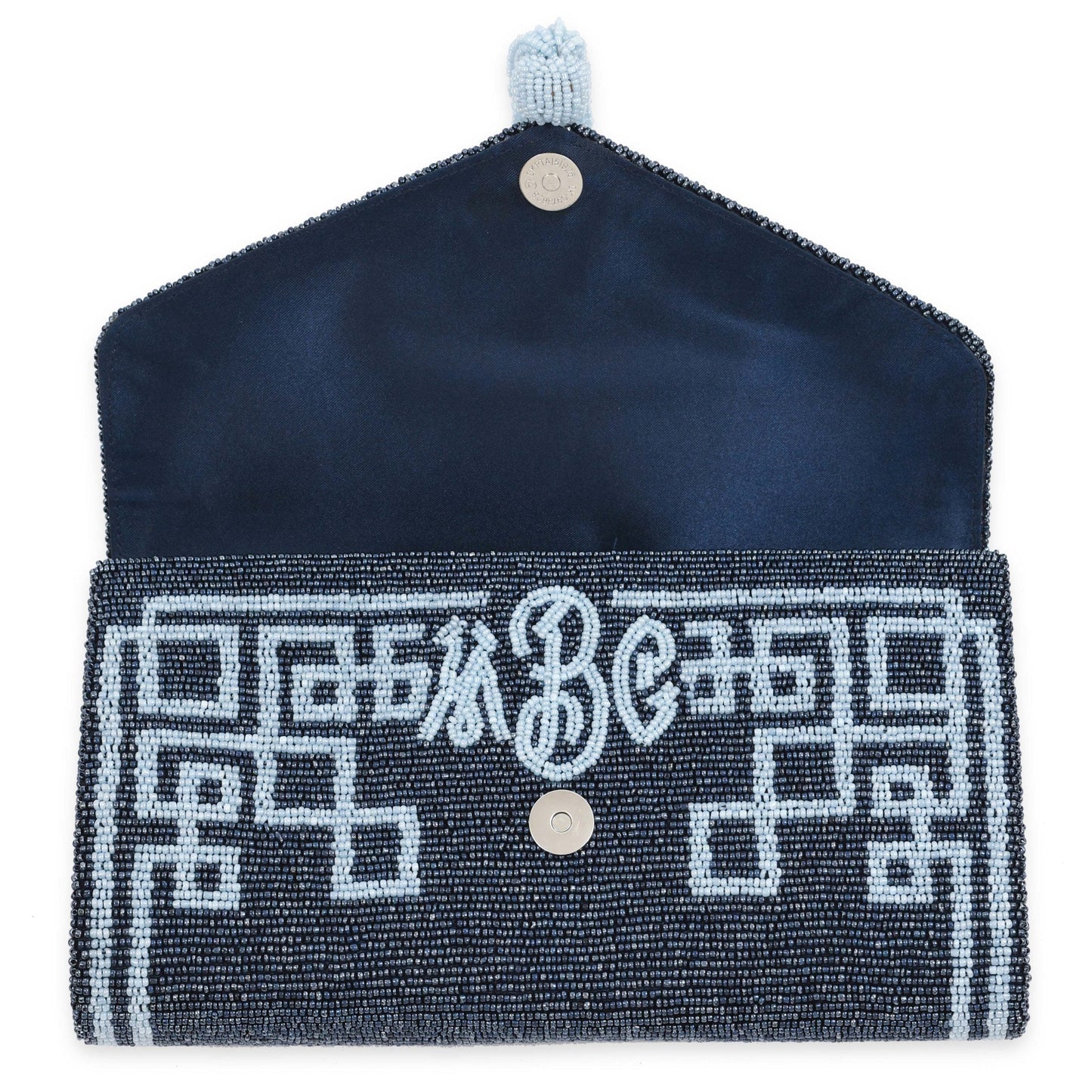 Envelope Beaded Monogram Clutch –Fretwork Tassel