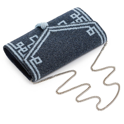 Envelope Beaded Monogram Clutch –Fretwork Tassel