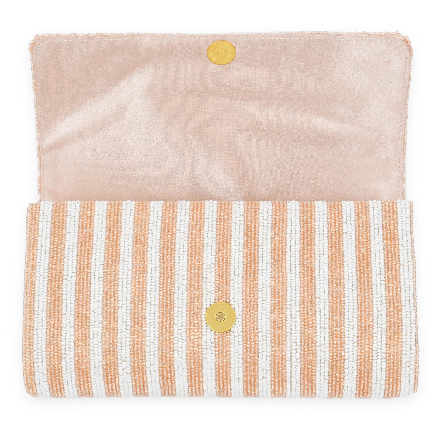 Half Barrel Custom Beaded Stripe Monogram Clutch
