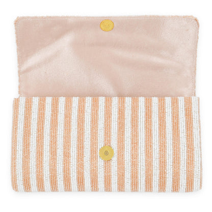 Half Barrel Custom Beaded Stripe Monogram Clutch
