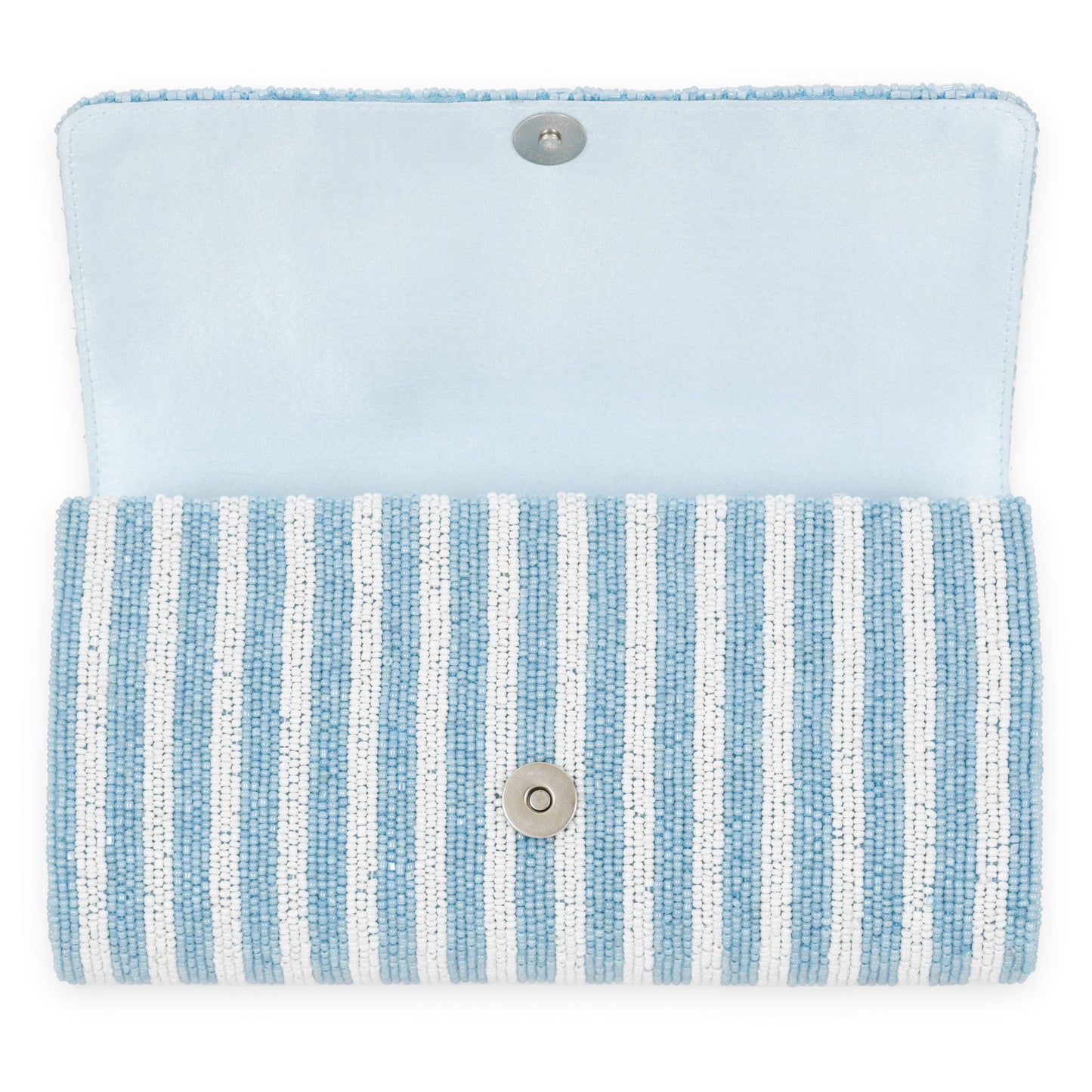 Half Barrel Custom Beaded Stripe Monogram Clutch