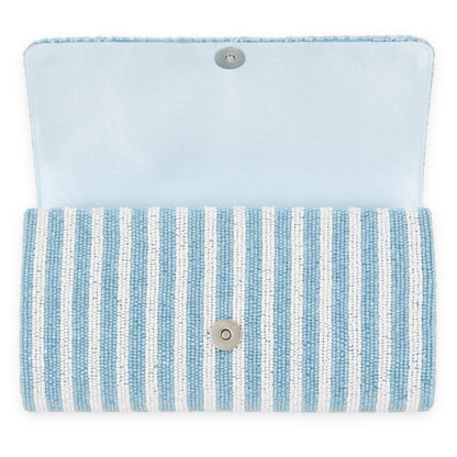 Half Barrel Custom Beaded Stripe Monogram Clutch