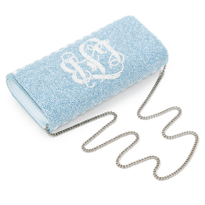 Half Barrel Custom Beaded Stripe Monogram Clutch