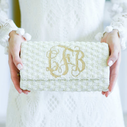 Jackie Custom Beaded Basketweave Clutch