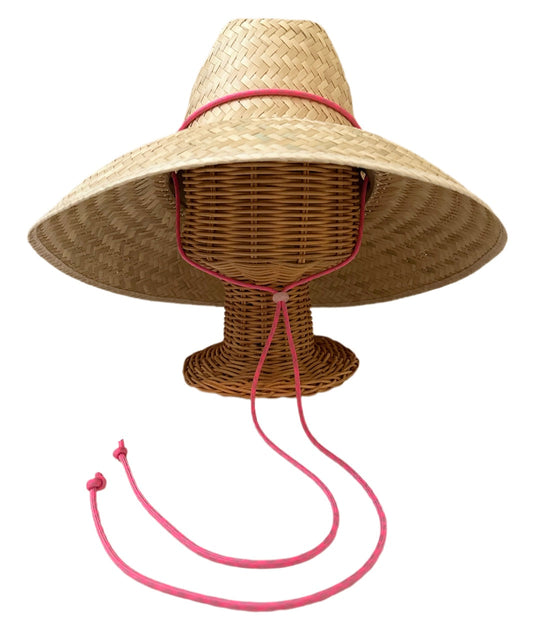 Begonia Sun Hat - Neon Pink Lanyard with Rose Quartz Toggle