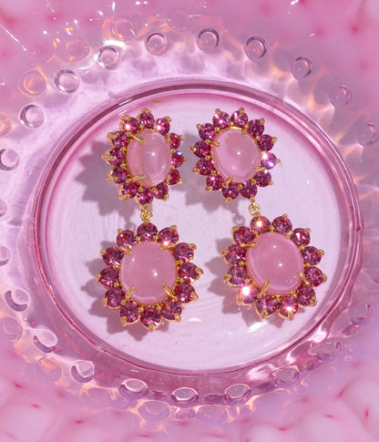 Georgie Drop Earrings in Pink