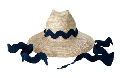 Petunia Girl's Sun Hat - Navy Ric-Rac Ribbon